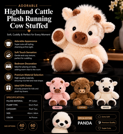 Adorable Highland Cattle Plush Toy Running Cow