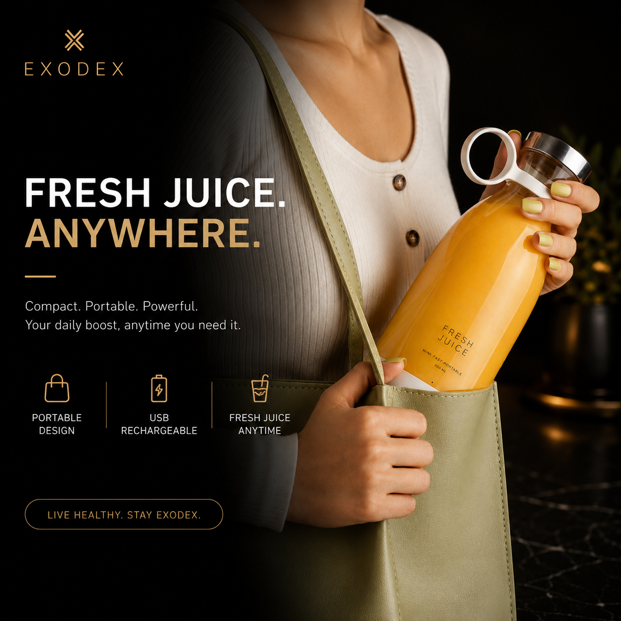 350ML Electric Juicer Blender Mixer With USB Rechargeable.